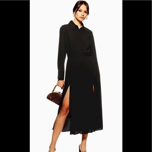 NWT black pleated midi dress . Size 8